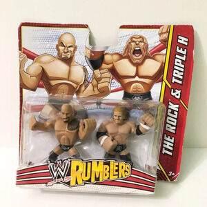 WWE Mattel  Rumblers Dwayne Johnson The Rock and Triple H Two Pack Damaged Box